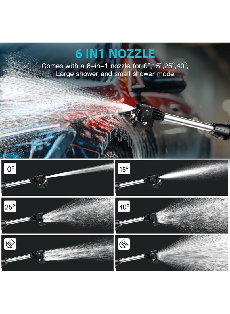 ET-LIFE Cordless Portable Pressure Washer Gun - Upgrade 6-in-1 Nozzle 452PSI 10000mAh Power Car Wash Pump for Car Washing/Home/Floor - Image 3